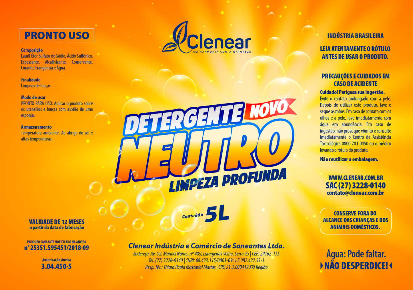 Detergente Neutro Clenear